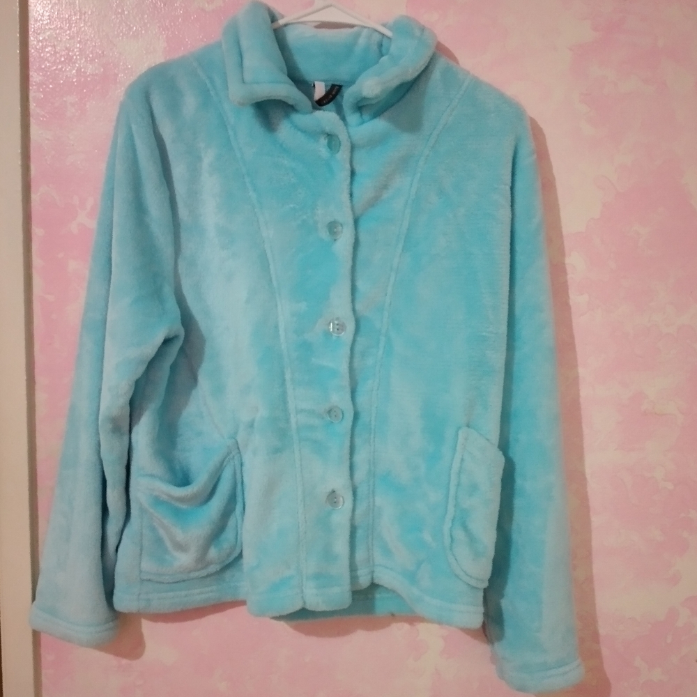 Jacklyn Intimates Fuzzy Blue Jacket